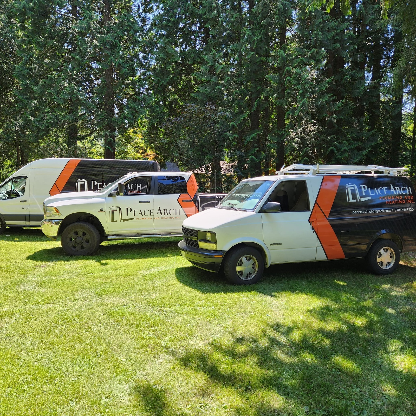 Peace Arch Plumbing and Heating branded service vans