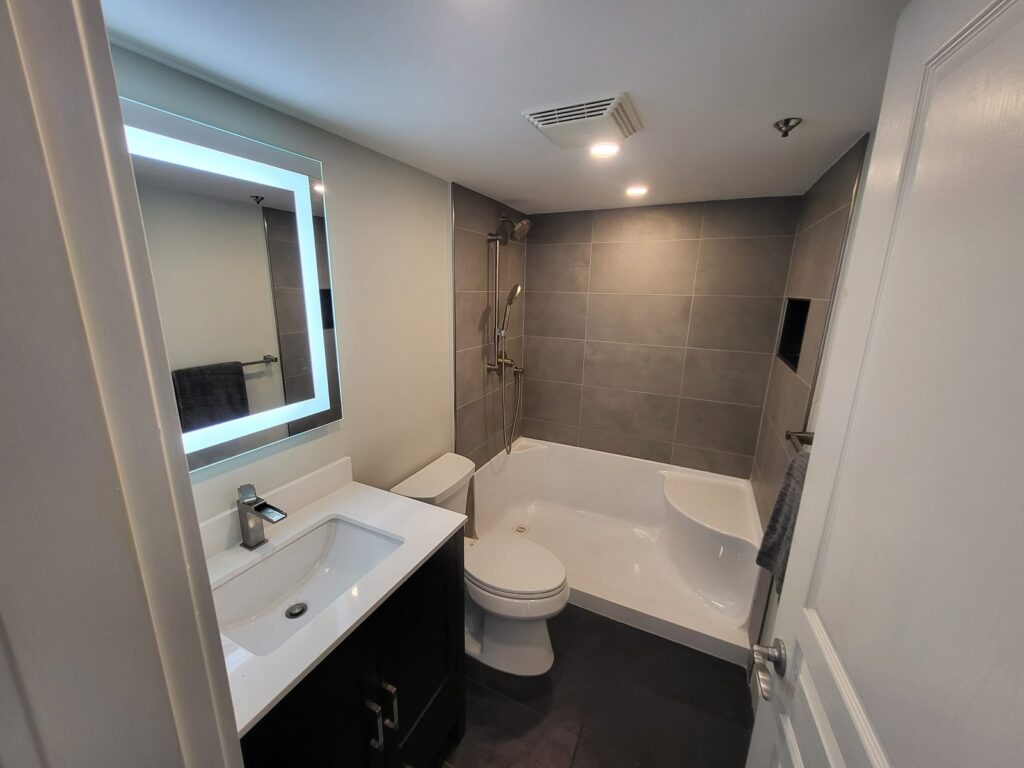 modern bathroom with commercial plumbing installation | GPS: 49.085694, -122.608647