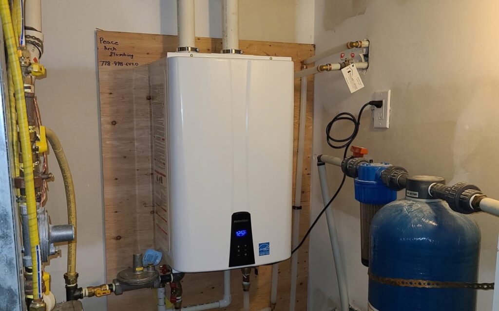 tankless water heater installed in utility room | GPS: 49.098536, -122.589057