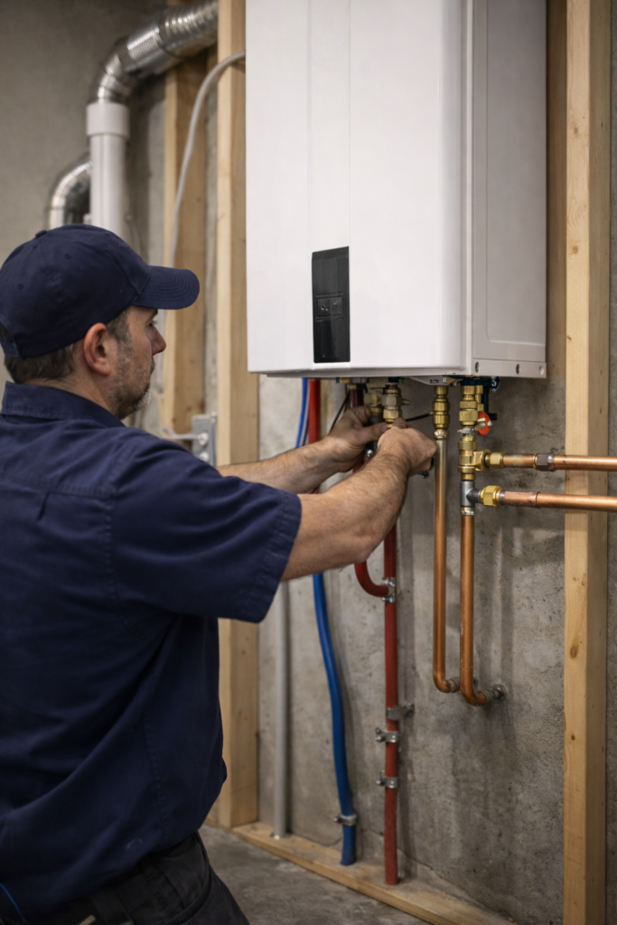 plumber-installing-water-heater-pipes-after-hours-plumber