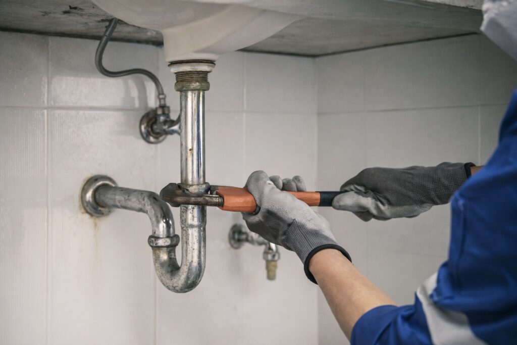 plumber fixing sink pipes peace arch plumbing services