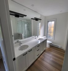 modern bathroom renovation with re piping in progress | GPS: 49.138990, -122.527348