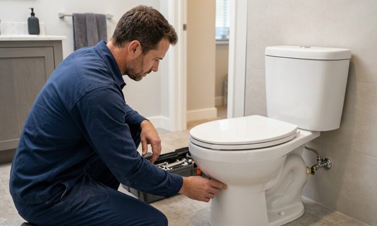 Plumber Looking at a Toilet